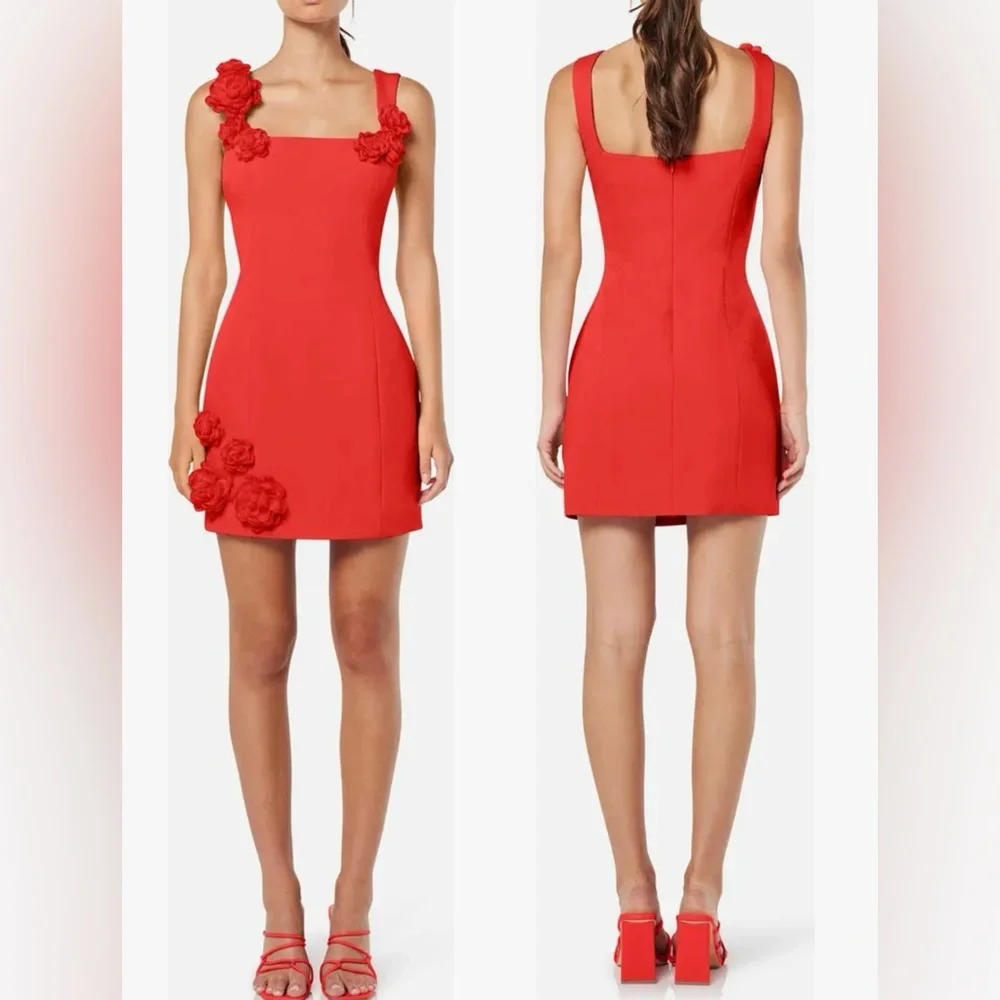NEW ELLIATT Trompe Rosette 3d flower Sleeveless Minidress Red Size XL